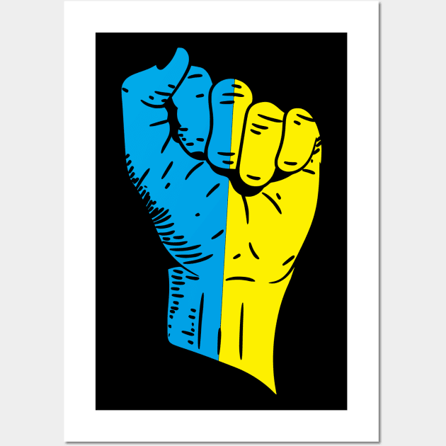 Flag of Ukraine on a Raised Clenched Fist Wall Art by Vladimir Zevenckih